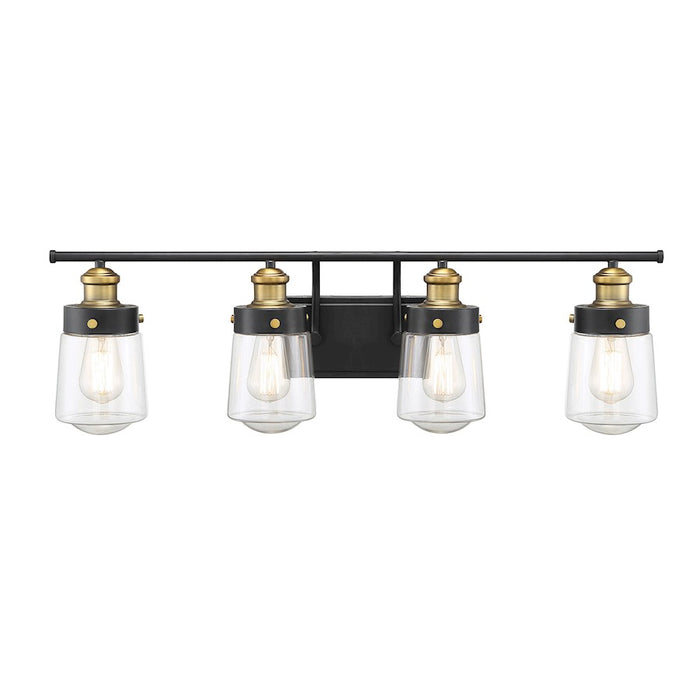 Savoy House Macauley 4Lt Bathroom Vanity Light, Black/Brass - 8-2069-4-51