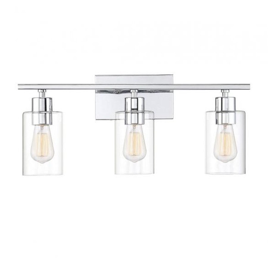 3 Light Bathroom Vanity Light, Polished Chrome