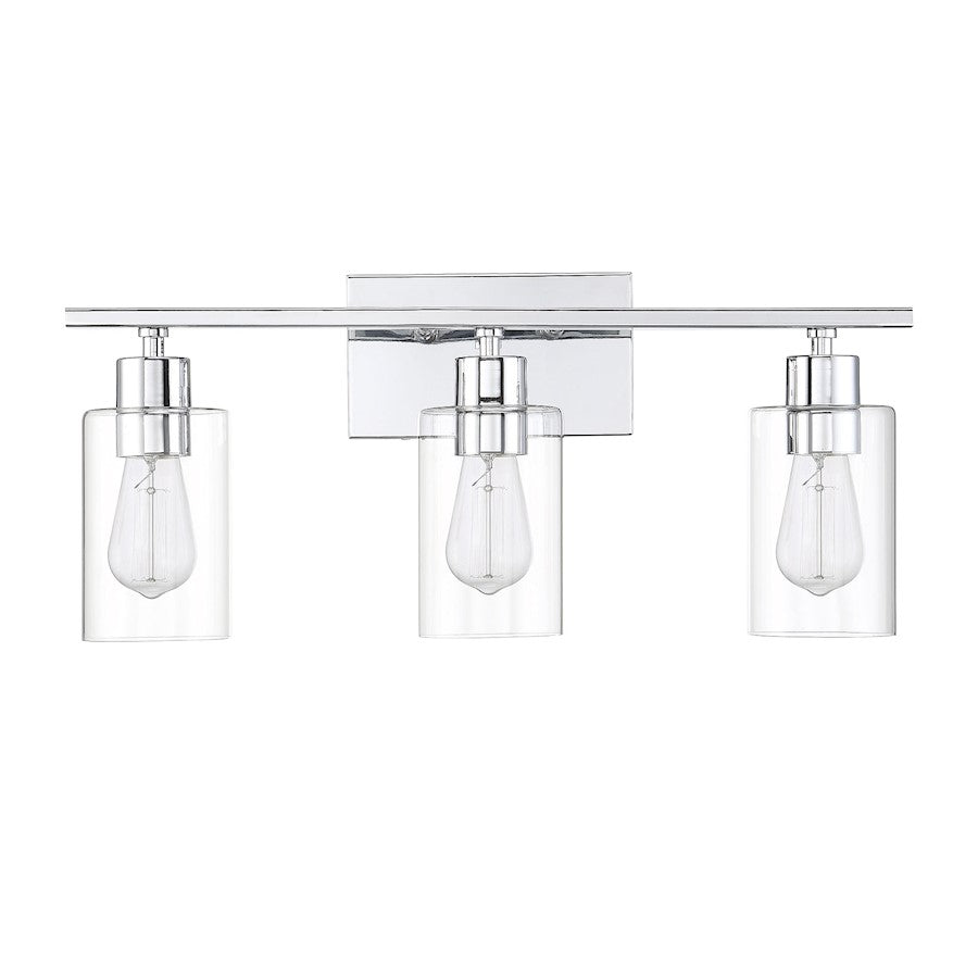 3 Light Bathroom Vanity Light, Polished Chrome