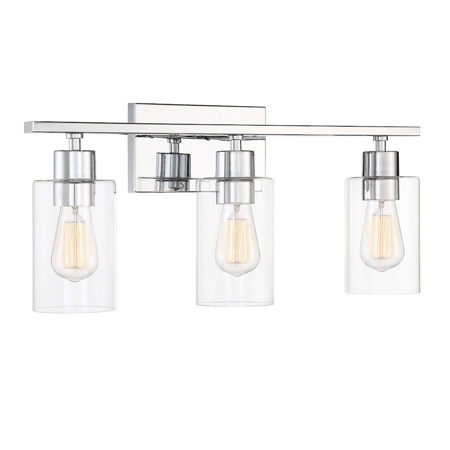 3 Light Bathroom Vanity Light, Polished Chrome