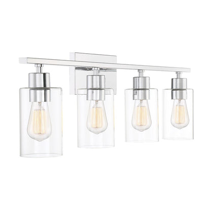 4 Light Bathroom Vanity Light, Polished Chrome