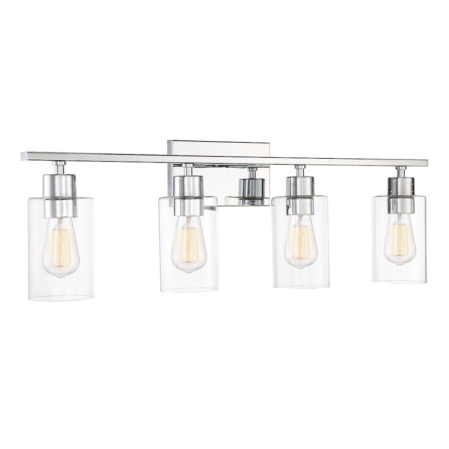 4 Light Bathroom Vanity Light, Polished Chrome