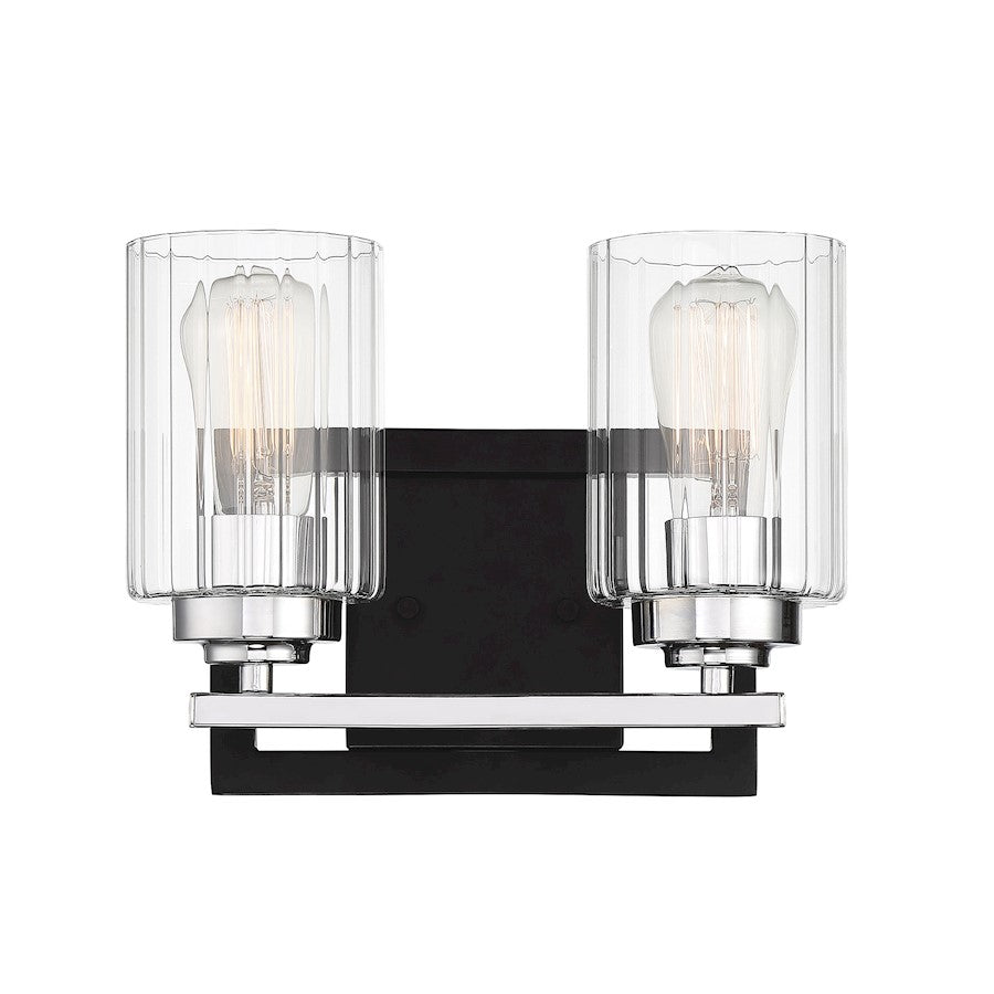 Savoy House Redmond 2Lt Bathroom Vanity Light, Black/ Chrome - 8-2154-2-67