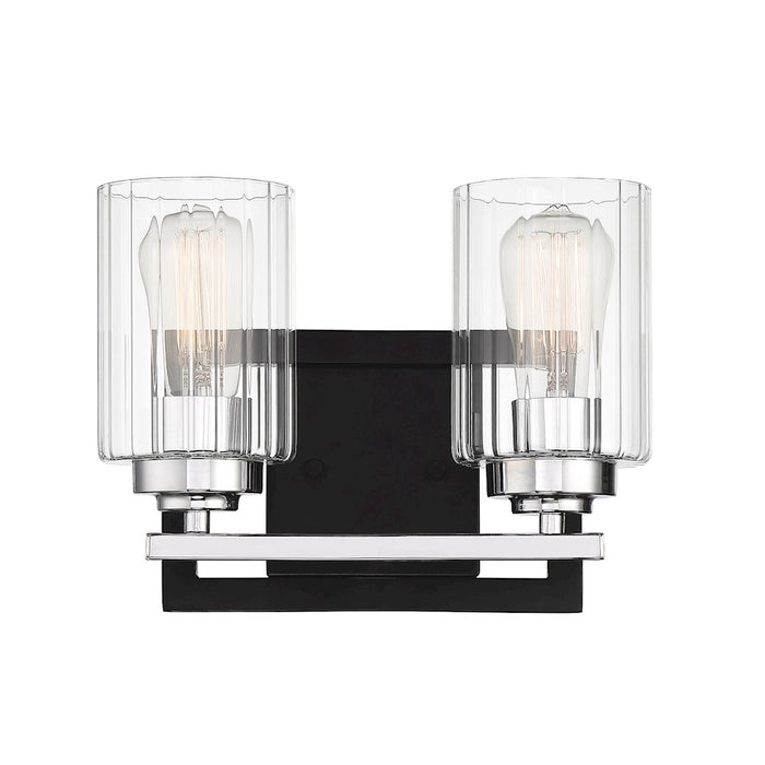 Savoy House Redmond 2Lt Bathroom Vanity Light, Black/ Chrome - 8-2154-2-67