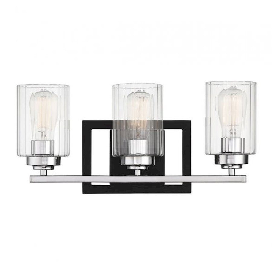 Savoy House Redmond 3Lt Bathroom Vanity Light, Black/ Chrome - 8-2154-3-67