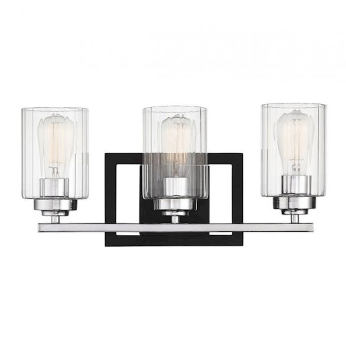 Savoy House Redmond 3Lt Bathroom Vanity Light, Black/ Chrome - 8-2154-3-67