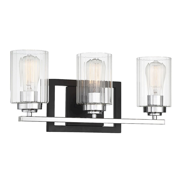 Savoy House Redmond 3Lt Bathroom Vanity Light, Black/ Chrome