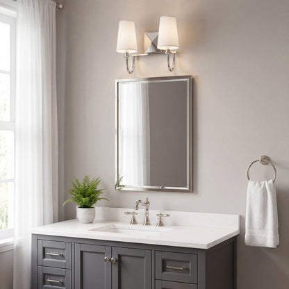 2 Light Bathroom Vanity Light, Nickel