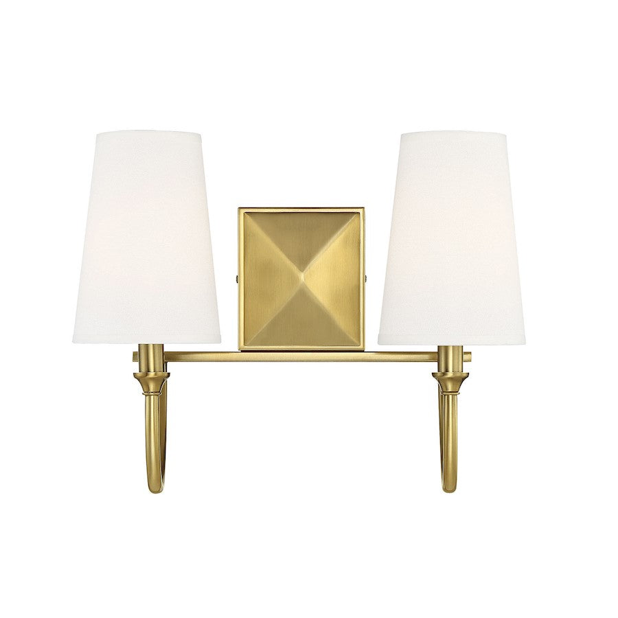 2 Light Bathroom Vanity Light, Warm Brass