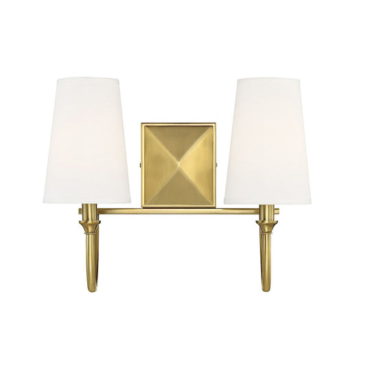 2 Light Bathroom Vanity Light, Warm Brass