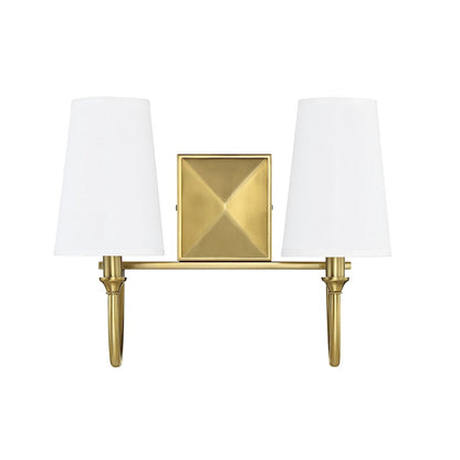 2 Light Bathroom Vanity Light, Warm Brass