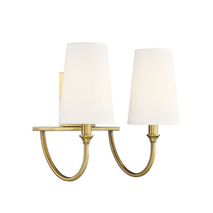 2 Light Bathroom Vanity Light, Warm Brass