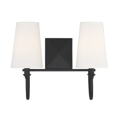 2 Light Bathroom Vanity Light, Matte Black