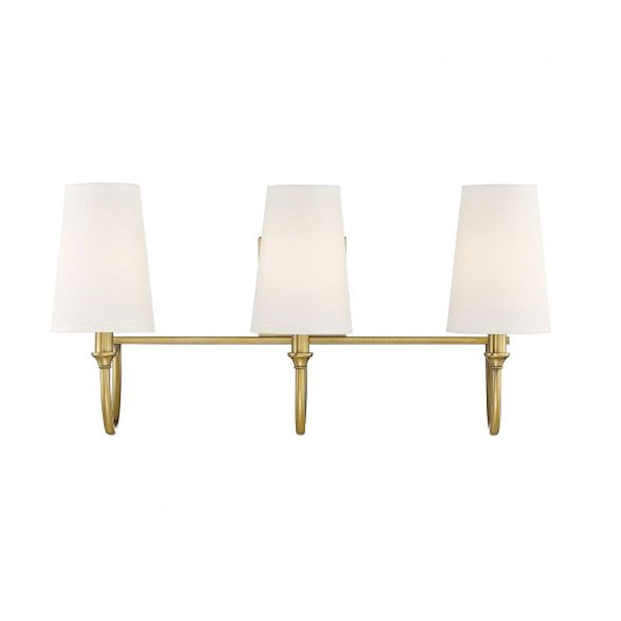 3 Light Bathroom Vanity Light, Warm Brass