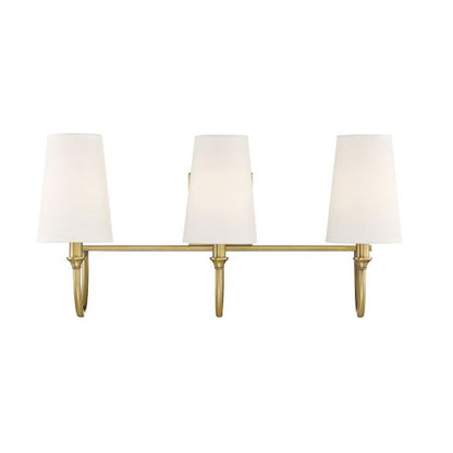 3 Light Bathroom Vanity Light, Warm Brass