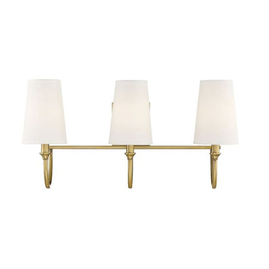 3 Light Bathroom Vanity Light, Warm Brass