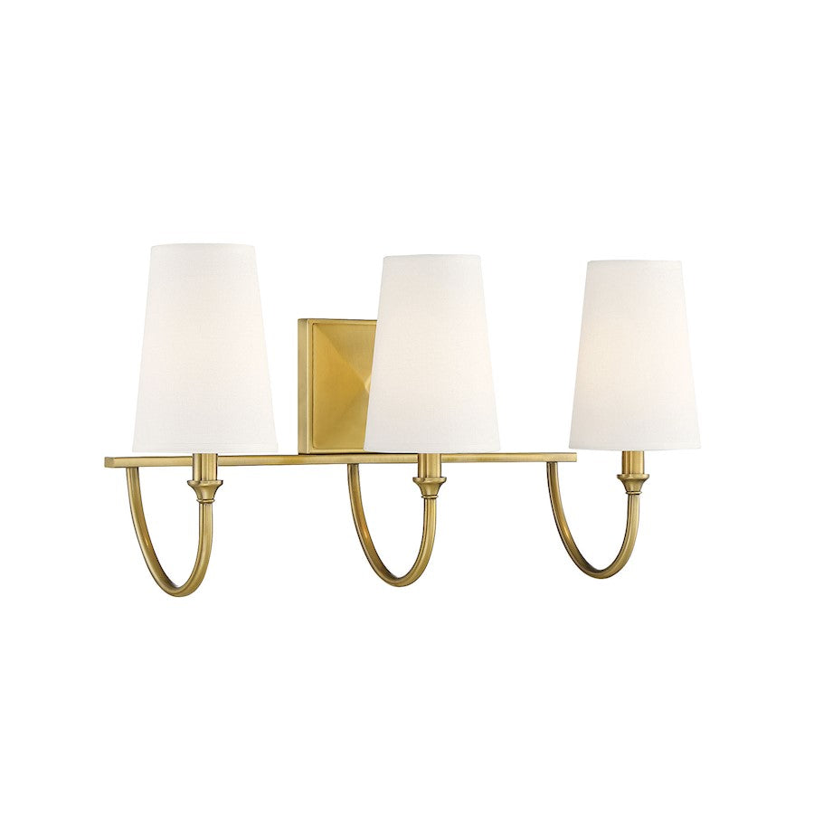 3 Light Bathroom Vanity Light, Warm Brass