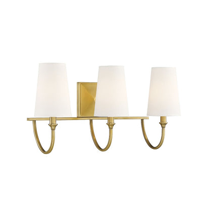 3 Light Bathroom Vanity Light, Warm Brass