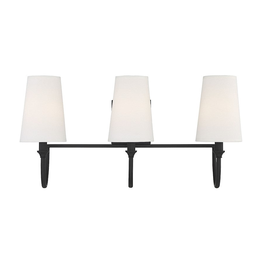 3 Light Bathroom Vanity Light, Matte Black