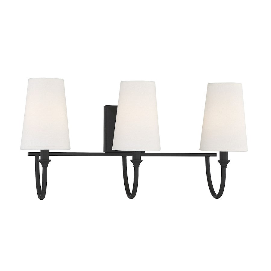 3 Light Bathroom Vanity Light, Matte Black