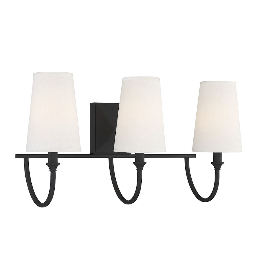 3 Light Bathroom Vanity Light, Matte Black