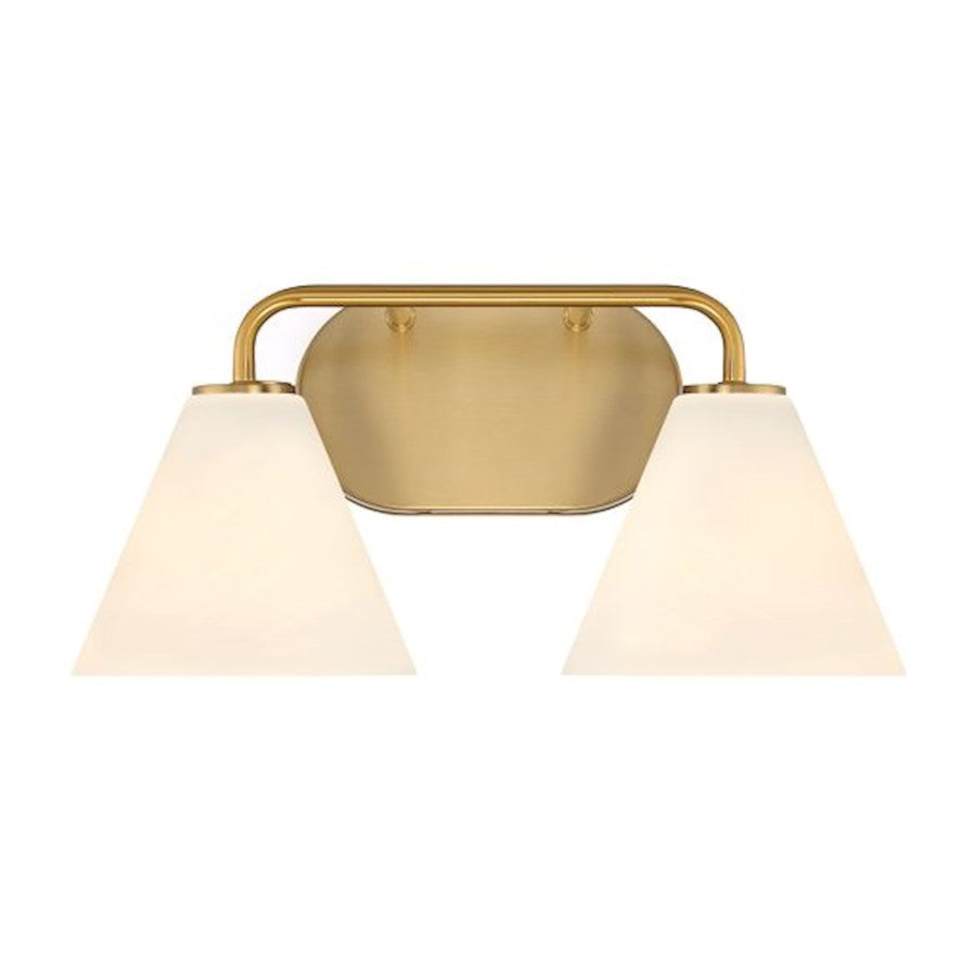 2 Light Bathroom Vanity Light, Warm Brass