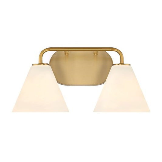 2 Light Bathroom Vanity Light, Warm Brass