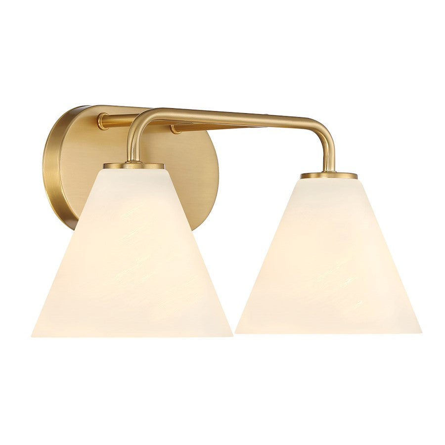 2 Light Bathroom Vanity Light, Warm Brass