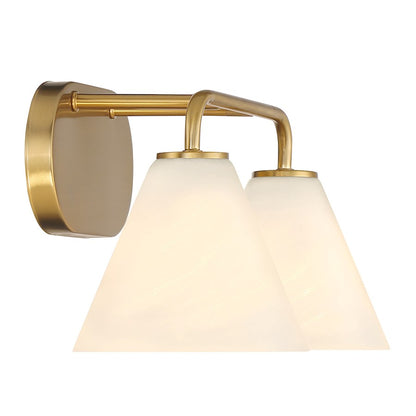 2 Light Bathroom Vanity Light, Warm Brass