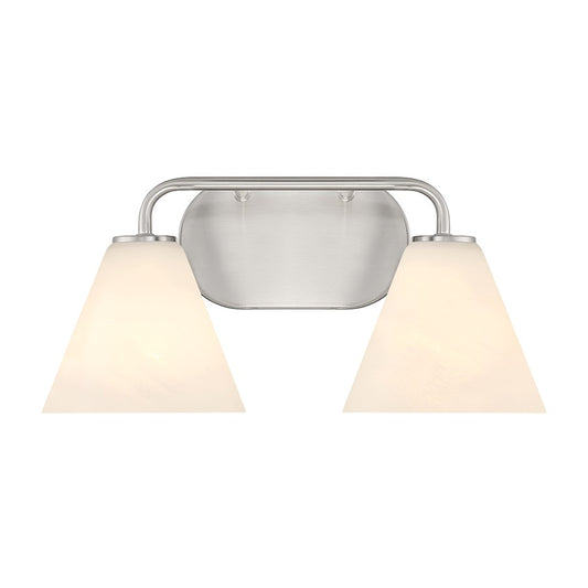 2 Light Bathroom Vanity Light, Satin Nickel