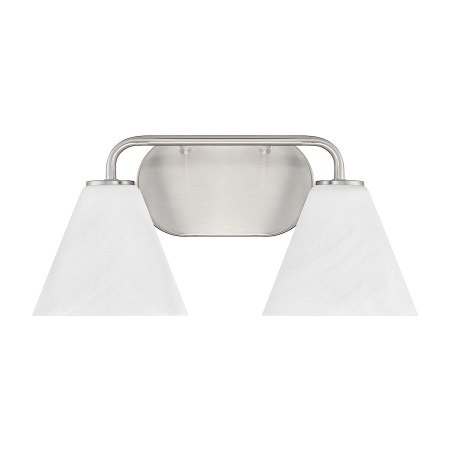 2 Light Bathroom Vanity Light, Satin Nickel