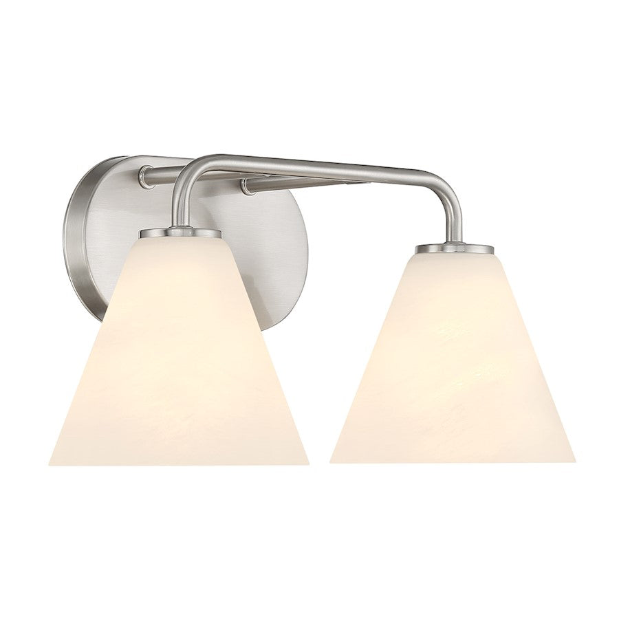2 Light Bathroom Vanity Light, Satin Nickel
