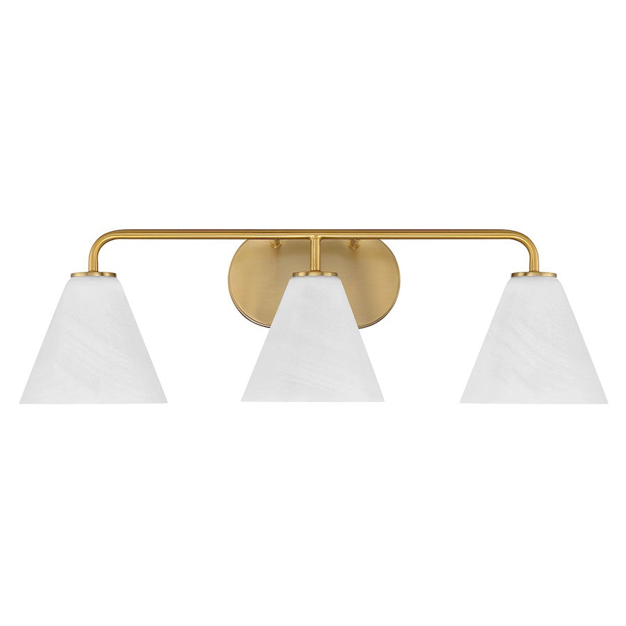 3 Light Bathroom Vanity Light, Warm Brass