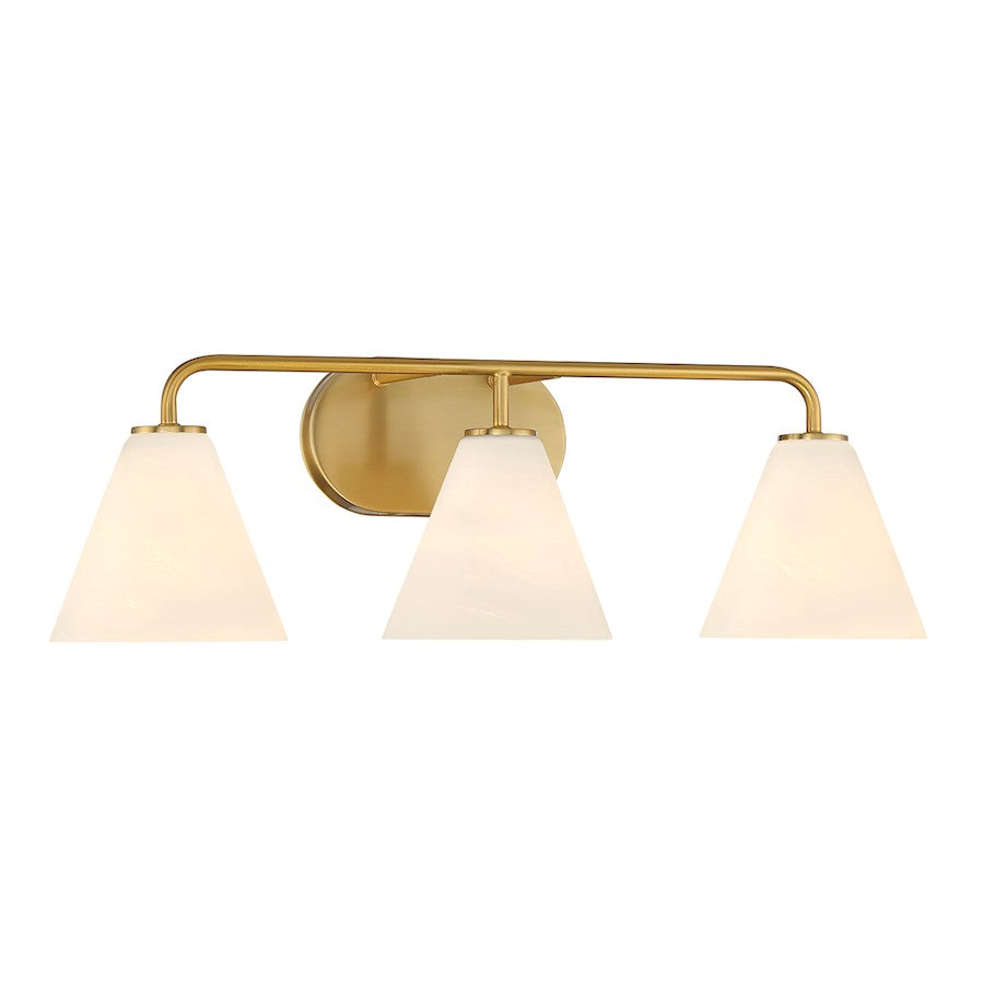 3 Light Bathroom Vanity Light, Warm Brass