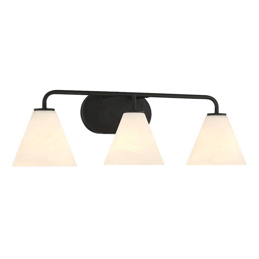 3 Light Bathroom Vanity Light, Matte Black