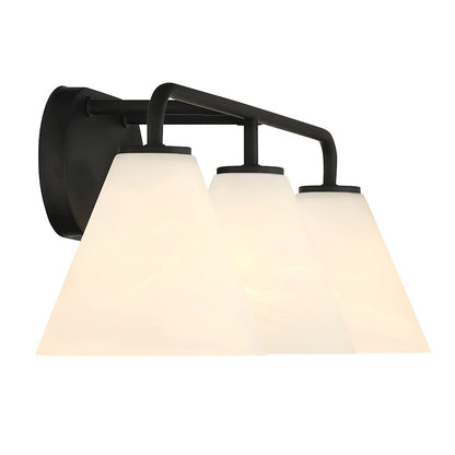 3 Light Bathroom Vanity Light, Matte Black