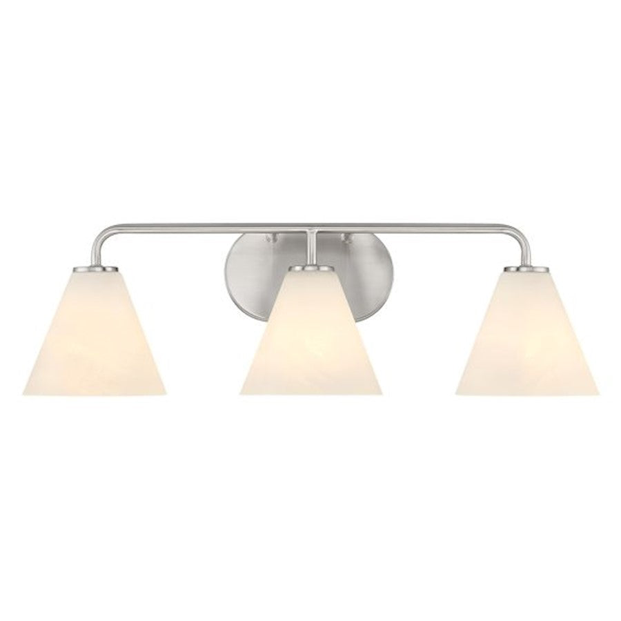 3 Light Bathroom Vanity Light, Satin Nickel