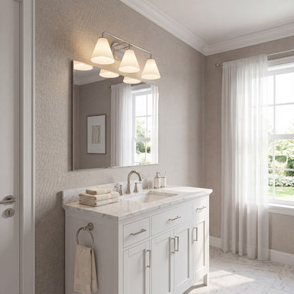 3 Light Bathroom Vanity Light, Satin Nickel