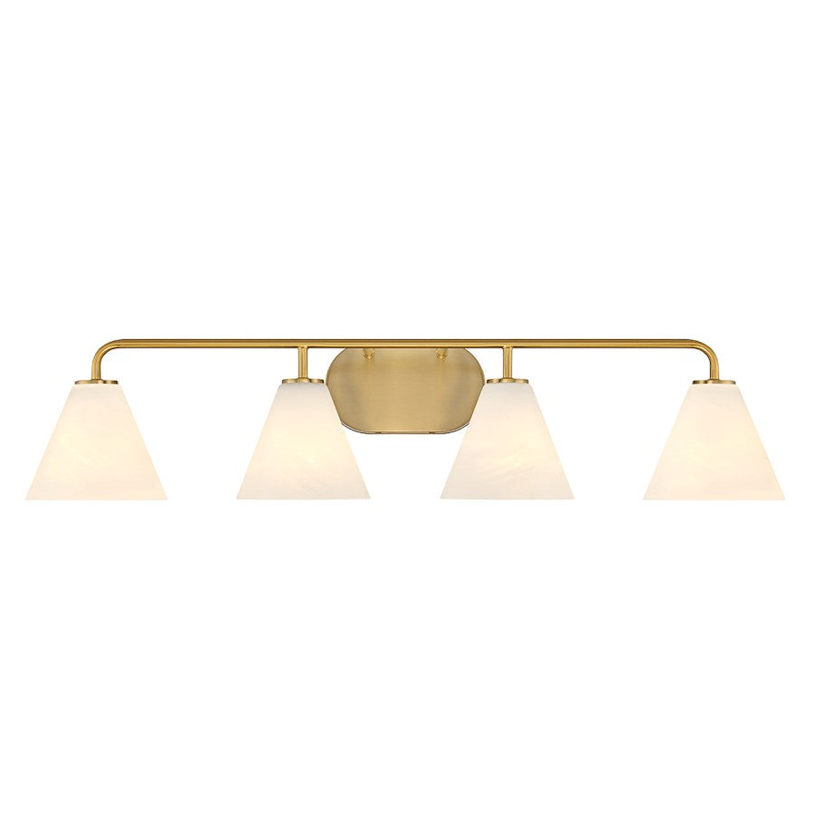 4 Light Bathroom Vanity Light, Warm Brass