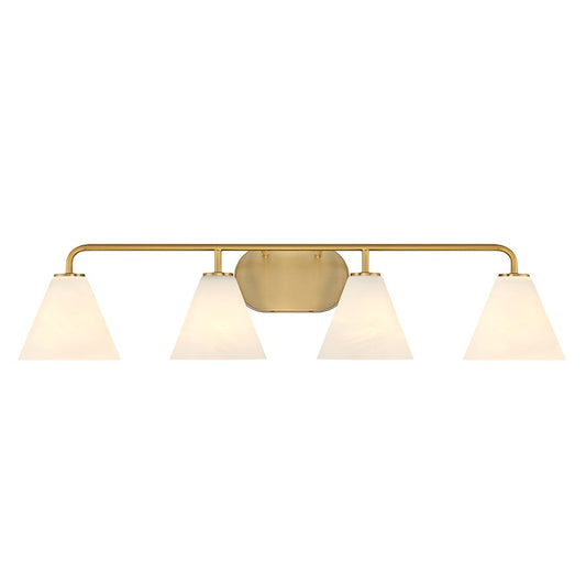 4 Light Bathroom Vanity Light, Warm Brass