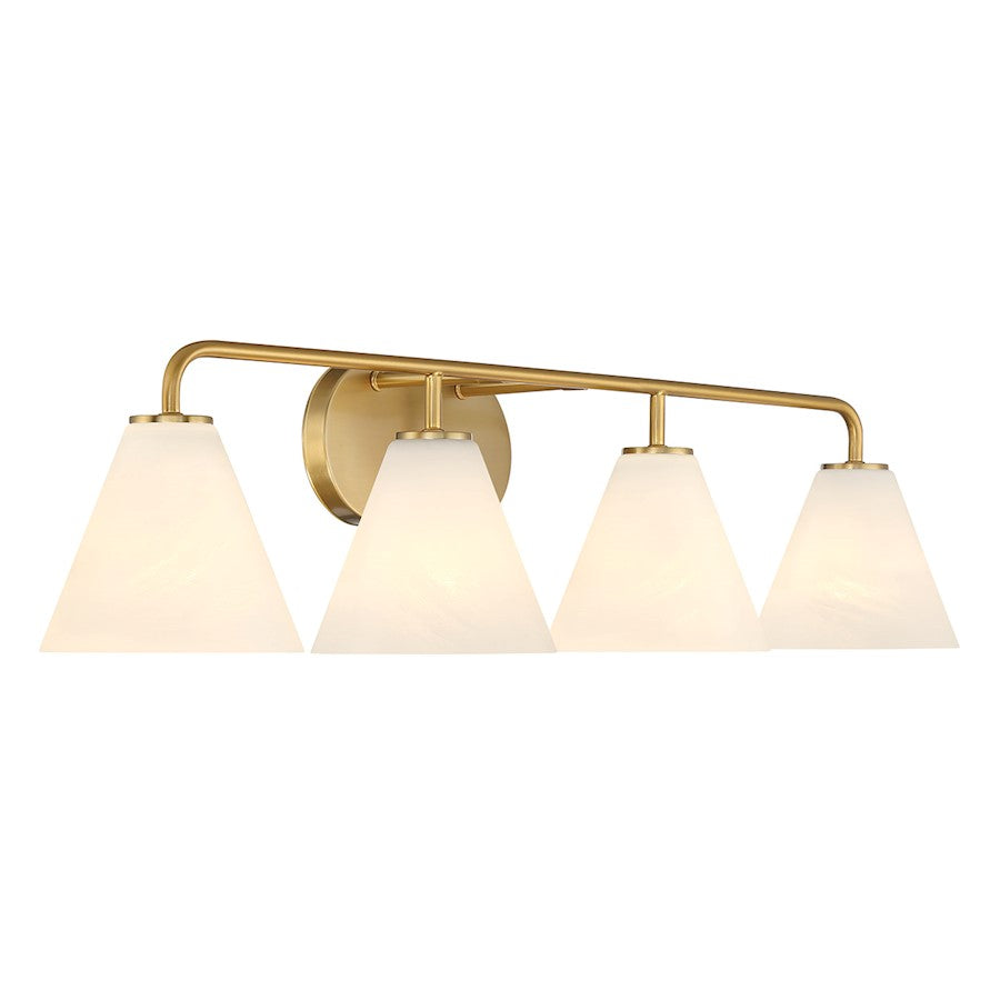 4 Light Bathroom Vanity Light, Warm Brass