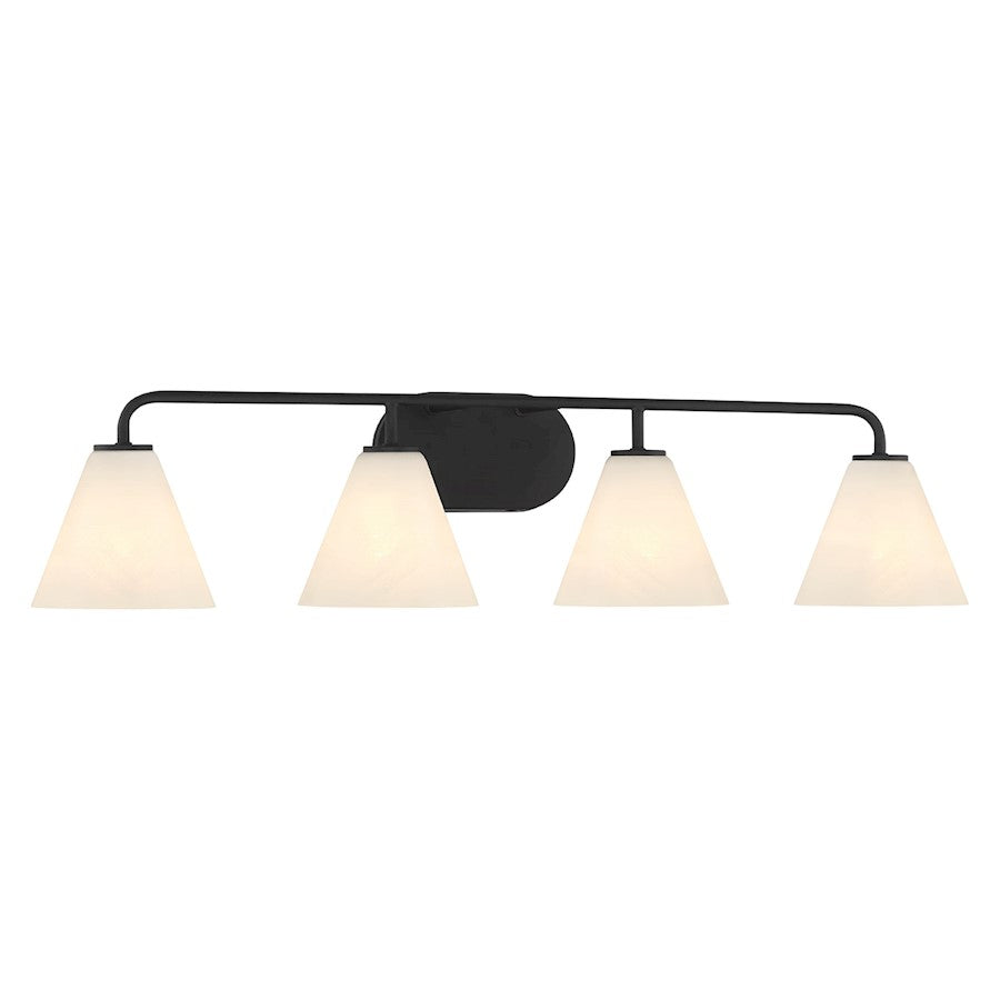 4 Light Bathroom Vanity Light, Matte Black