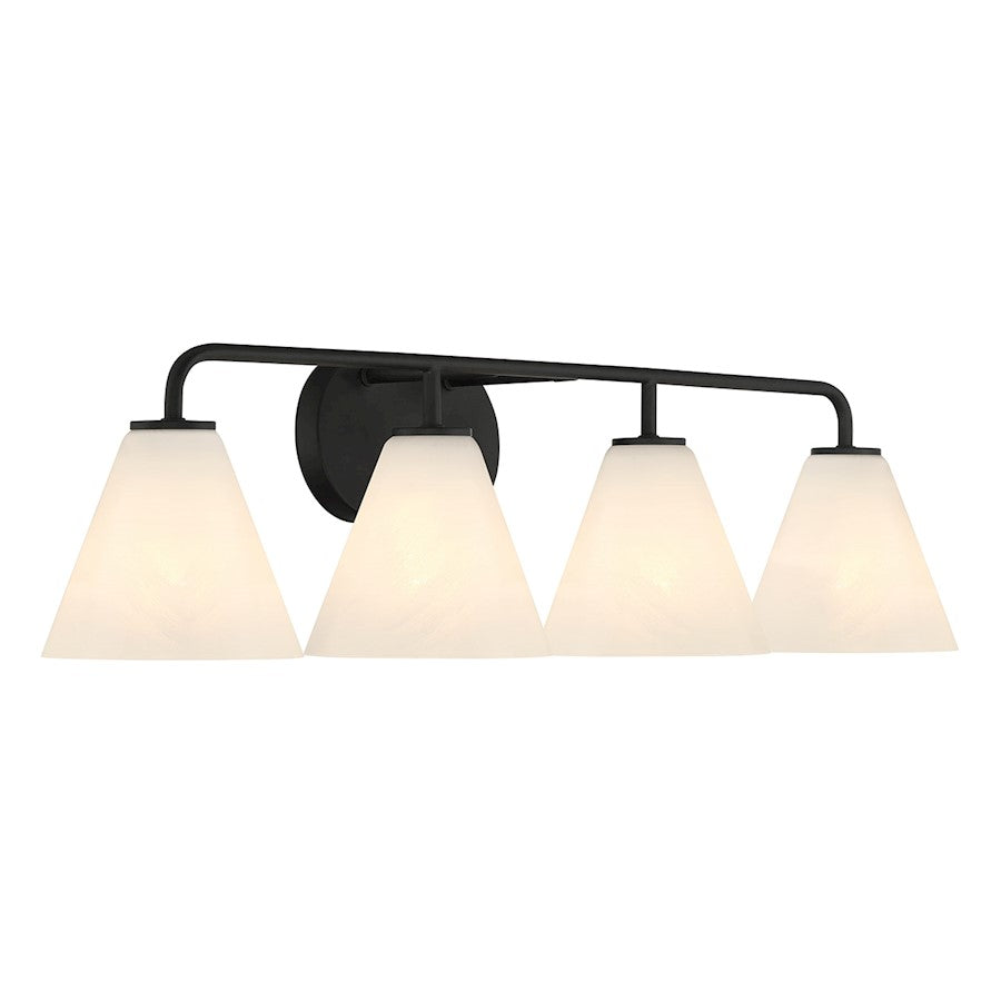 4 Light Bathroom Vanity Light, Matte Black