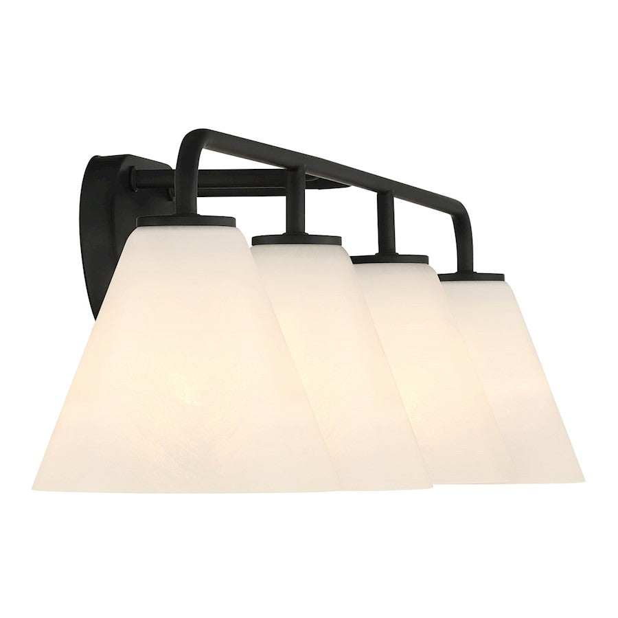 4 Light Bathroom Vanity Light, Matte Black