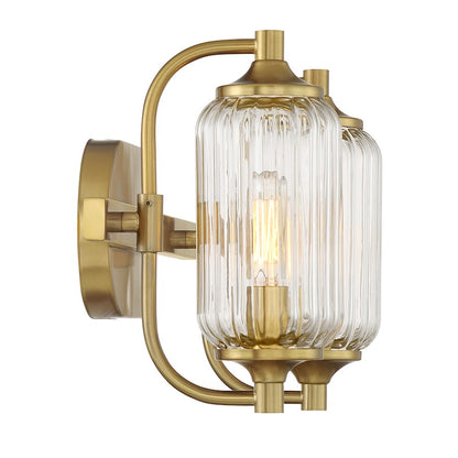 Savoy Essentials Holton 2 Light Bath, Warm Brass/Clear Ribbed