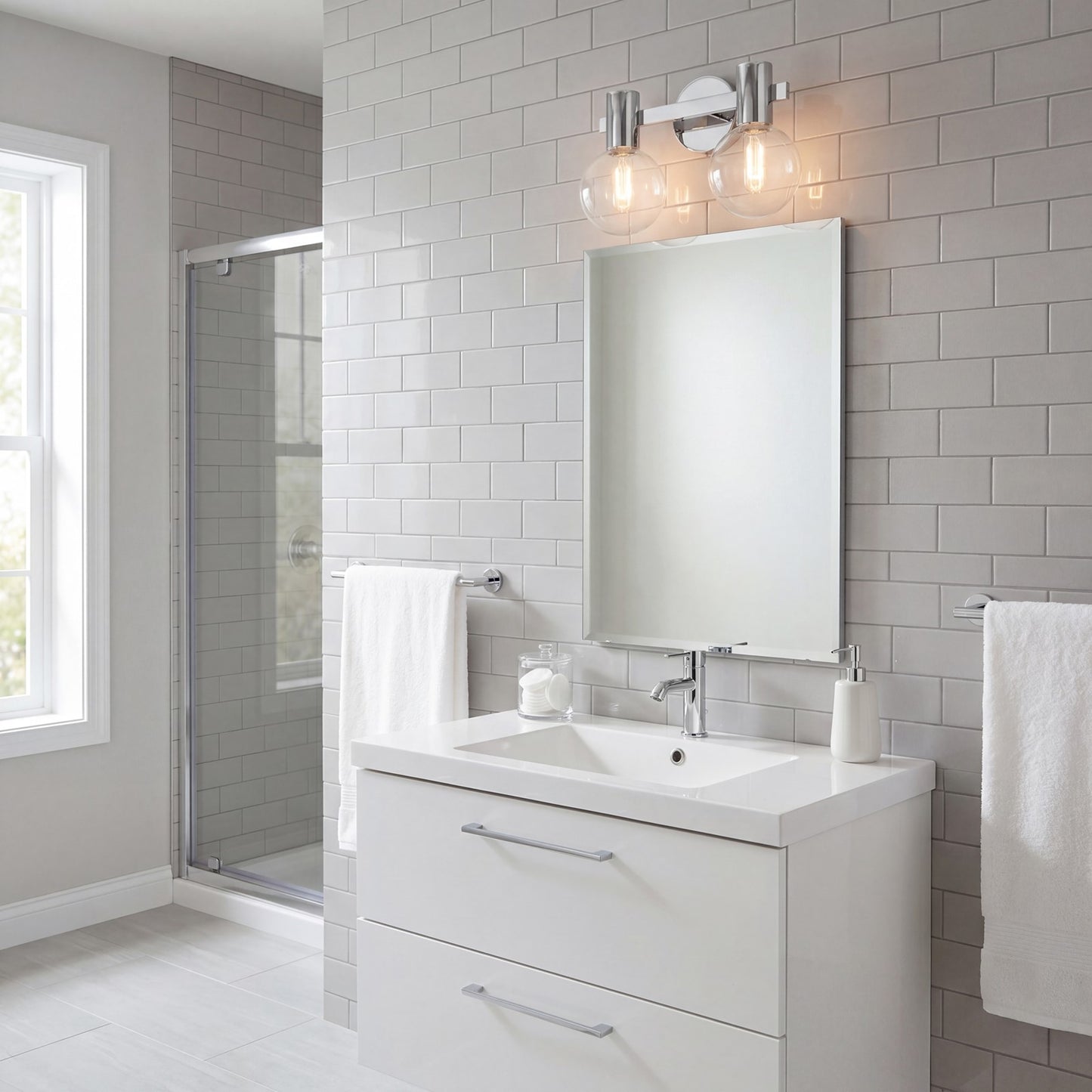 2 Light Bathroom Vanity Light, Chrome