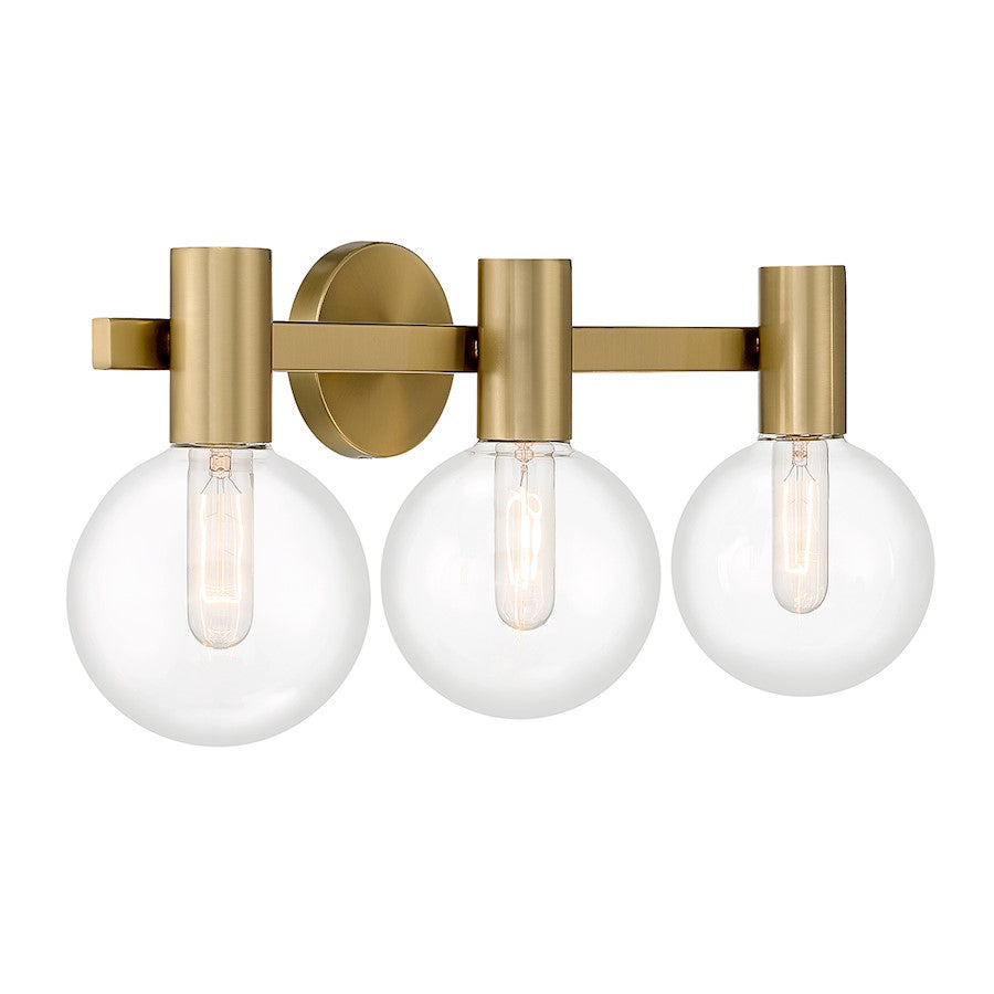 3 Light Bathroom Vanity Light, Warm Brass