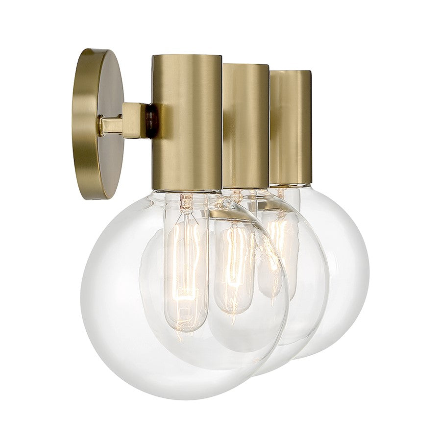 3 Light Bathroom Vanity Light, Warm Brass