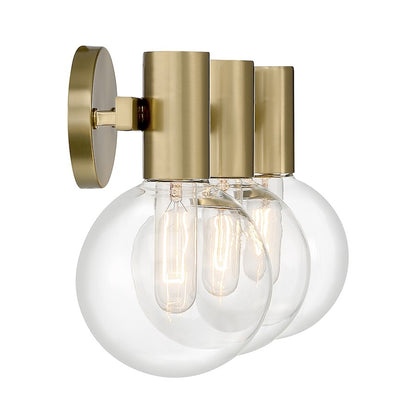 3 Light Bathroom Vanity Light, Warm Brass