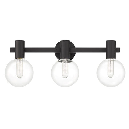 3 Light Bathroom Vanity Light, Matte Black